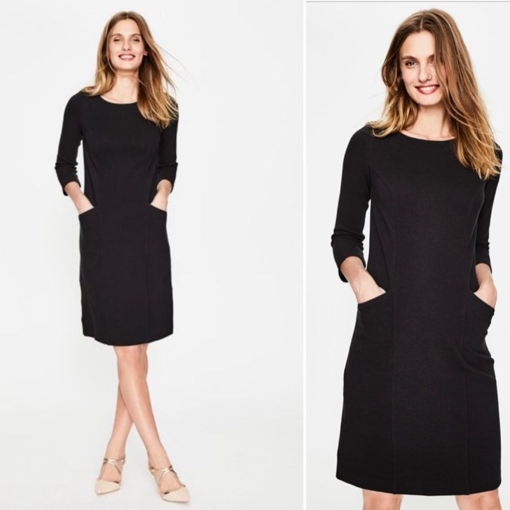 Boden Black Trinity Jersey Midi Dress Size 10P